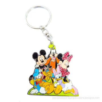 Micky Metal Key Chains, Zinc Alloy Metal Keychains With Glass Paint And Nickel Plated